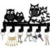 CREATCABIN Gufi Portachiavi Montaggio A Parete Ramo Appendichiavi Ganci Chiavi in Metallo Appendiabiti da Parete Nero Portachiavi Appeso A Parete Decorativo con 6 Gancio per Ingresso Porta 27x16cm