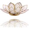 Emada Porta candelina a forma di fiore di loto, realizzato con dischetti di madreperla, in vari colori (corrispondenti ai chakra), ø 13,5 cm, Natur Gold