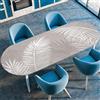 Odot Tovaglia Ovale con Bordo Elastico Outdoor Antimacchia Tovaglia da Tavola Antiscivolo Copritavolo Tovaglie Stampa per Protezione Tavolo Casa Ristorante, Stampa Pianta (91x152cm,Foglie Palma)