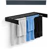 MOHOME Stendibiancheria da Parete in Ferro Retrattile Pieghevole Stendino da Balcone a Scomparsa da Muro Stendipanni Interno Esterno 80x40x10 cm Salvaspazio 5 Barre in Alluminio Kit Montaggio Incluso