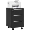 HOMCOM Cassettiera da scrivania mobile con 3 cassetti e serratura, mobile da scrivania su ruote, per documenti e stampante, contenitore compatto per lavoro o camera da letto, 40 x 40 x 63,5 cm, nero