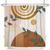 ASDCXZ Tenda da doccia boho, 180 x 200 cm, moderna, astratta, oro, sole, arco, verde, foglie, beige, lavabile, in poliestere, impermeabile, antimuffa, per vasca da bagno con 12 ganci