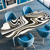 Surwin Tovaglia Ovale con Bordo Elastico, Antiscivolo Elastico Copritavolo Ovale Antimacchia Protezione Tavolo Casa Ristorante Sala da Pranzo Giardino -3D Marmo (Bianco,122x173cm)
