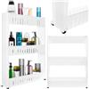 ISO TRADE Carrello Carrellino Slim Stretto Salvaspazio Cucina Bagno Ripostiglio con Ripiani e 4 Ruote, Scaffale Portaoggetti Multiuso con rotelle (3 Ripiani)