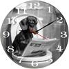 Horienteeon Orologio da parete con cane in bagno seduto sul water e lettura giornale orologio da parete in legno silenzioso senza ticchettio a batteria rustici orologi decorativi per soggiorno camera