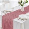 Gelewuld Runner da tavola verde salvia, 90 x 400 cm, garza rustica, tessuto boho, cheesecloth, matrimonio, tovaglia, decorazione da tavolo (rosa)