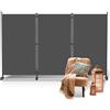 ISOISL Paravento, divisorio pieghevole su ruote, 3 pezzi, 263 x 181 cm, paravento resistente alle intemperie, per ufficio, giardino, balcone, terrazza, interno, antracite