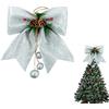 Aisszhao 1 paio di fiocchi in argento per albero di Natale, 24,9 x 30 cm, fiocchi con lustrini, fiocchi di Natale, fiocchi in schiuma, decorazioni per albero di Natale, ghirlande e ghirlande