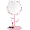 YUYTE Specchio Trucco da Tavolo,Specchio per il Trucco Super HD Portatile,Specchio da Bagno Girevole per Uso Domestico con Vassoio,per Scrivania da Ufficio, Tavolo da Trucco e Viaggio