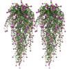 Opdestn 2 Pezzi Confezione Petunie Artificiali Pendenti In Seta Per Esterni, Glicine Artificiale, Fiori Artificiali Pianta, Fiori Finti Di Petunia, per Portico Anteriore,Cortile,Giardino Interno
