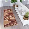 TAPISO Dream Tappeto Runner Passatoia per Corridoio Cucina Ufficio Entrata Ingresso Sala Design Moderno Motivo Geometrico Astratto Onde tonalità di Marrone Pelo Corto 70 x 260 cm