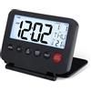 Lafocuse Sveglia Digitale da Comodino, Piccola Sveglia da Viaggio Pieghevole LCD a Batteria Alimentata con Luce Notturna, Temperatura e Calendario, Snooze, 12/24 Ore per Camera da Letto, Scrivania