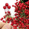 Tuxiaobu 300 bacche artificiali di agrifoglio, mini 8 mm, bacche finte su filo per decorazioni per albero di Natale, ghirlande, ornamenti per le vacanze, fai da te, colore rosso