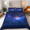 Generico Copripiumino Singolo 150x200 cm Motivo Paesaggio Cielo stellato Spazio 3D Set di Biancheria da Letto Con Microfibra Comfort Morbida 3-Pezzi con 2 Federe 50x75 con Cerniera e Fascette Angolari