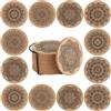 volumoon Sottobicchieri, 12 Pezzi Sottobicchieri Assorbenti in Sughero con Supporto in Metallo, Riutilizzabile Tazza di Stuoia per Cucina, Sottobicchieri di Sughero Round per Soggiorno, Casa, Bevande