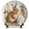 Gokays Piatti decorativi in ceramica acquerello coniglietto pasquale stampa floreale casa Wobble-Plate con espositore per Pasqua Vintage coniglio piatto decorativo soggiorno sala da pranzo cucina decorazione
