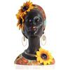 QIANLING Statua busto di donna africana in resina, decorazione domestica moderna Busto di ragazza girasole africano, adatto per ingresso, ingresso, ufficio, soggiorno, decorazione della camera da letto