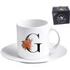 My Custom Style Tazzina da Cappuccino-The con piattino Incluso, in Ceramica #Lettera G Font_0002# 70x70mm