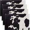 Homemissing Set di 4 tovagliette con stampa di mucche in bianco e nero - 45 x 30 cm - Per tavolo da pranzo, interno, esterno, cucina, fattoria, animali - Arte astratta