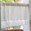 A.Monamour Tenda Corta per Finestra Piccola Lino Cotone Beige Con Balza In Pizzo Voile Bianco Tendina Tenda da Cucina Bistrot Caffè Mezza Tenda Mantovana Tenda a Vetro Tenda a Pannello Tenda Porta