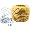 MILIVIXAY - Stoppino per candela in canapa 100% organica con rivestimento in cera d'api naturale, bobina da 61 m, dimensioni standard (1,0 mm) + linguette per stoppino (200 pezzi).