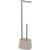 Inbagno Piantana Portarotolo E Portascopino Linea Glim Tortora Opaco - Base In Plastica Stabile E Manico In Acciaio Cromato - H 63 X L 16 X P 12,5 Cm - Design Moderno E Salvaspazio