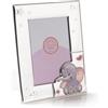 ARTÉ 10x15 Cornice portafoto per BAMBINA, Made in Italy, elegante placcata in argento, Silver Plated antiossidante, Bellissima cornice in Silver Plated con retro in legno laccato bianco E209/ROSA