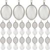 SOFPLATE 1 scatola 30 set Vassoio Castone Cabochon Castone In Argento con Cabochon In Vetro Cupola Ovale Stile Tibetano Lega Vintage Vassoi Vuoti Pendenti per La Creazione di Gioielli Ciondoli Collana