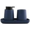 MSV MAONIE Accessori da Bagno in Ceramica Set da 3 Blu Scuro Opaco
