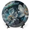 Gokays Piatti decorativi da appendere alla parete, piatto in ceramica con fiori d'acqua fiabeschi, piatto oscillante con espositore, decorazione per la casa per mobili da cucina, vassoio rotondo