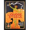 Wallazz Cornice Portafoto in Legno Pregiato con stampa poster liquore Strega Vintage, Retrò - Made in Italy - Vetro Sintetico Infrangibile Crilex - Design Italiano e Qualità Artigianale, 35x50 Nero