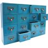 Treeisland Organizzatore per cassetti in legno da scrivania, mini cassettiera con 16 cassetti, mobile con cassetti in legno per organizzatore da scrivania casa e ufficio e deposito