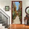 A.Monamour Adesivo Porta Autoadesiva 3D Veduta Della Città Vecchia Vinile PVC Adesivi per Porte Interne Pellicola Adesiva Poster Sticker Murale Parete Carta da Parati 95x215cm