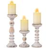 Romadedi - Portacandele decorativo in legno per candele a colonna: set di 3 candelabri decorativi in legno rustico, per caminetto, mensola da tavolo in stile fattoria, 6 , 21,1 cm, 30,5 cm