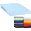 Moon Topper lenzuolo con angoli elasticizzati Line Green 160 G/M² 100% cotone 90 X 200 - 100 X 220, 100% cotone, Azzurro, 100x200 - 100x220