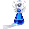 Movdyka Angelo custode blu cristallo con piccolo fiore, statuetta regalo per donne e uomini, angelo in vetro da collezione per condoglianze, decorazione natalizia