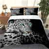 RQXRTR Set Copripiumino Matrimoniali Completo 3D Stampa Leopardo delle Nevi Animale 3 Pezzi Set Biancheria da Letto 240X220cm Set Copripiumino in Microfibra con Chiusura A Cerniera E 2 Federe 50X80cm