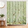 BREASOME Tenda Doccia Floreale Antimuffa 180 x 180 cm Motivo di Rami e Uccelli Tenda Vasca da Bagno Tessuto in Poliestere Resistente all'Acqua con 12 Ganci