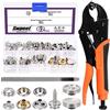 Swpeet 94Pcs 9 Pollici Chiusura Automatica Strumento Heavy Duty, Strumento Regolabile per Chiusure Automatiche, Include Pinza per Tela, Chiusure Automatiche a Bottone, Tappo, Presa, Punzone per Fori