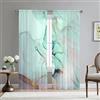 Mateju Tende per Interni Trasparenti Moderne 2 Pezzi, Marmo Tende Voile Semi Trasparenti Sheer Tendoni per Salotto per Balcone Camera da Letto (Verde menta,108L X 230A cm (2 Pannell)