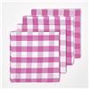Homescapes - Set di 4 tovaglioli in cotone 100% con bordi rifiniti a mano e stampa a quadri, facili da pulire e lavabili in lavatrice a 60 °C, 45 x 45 cm, colore rosa/bianco