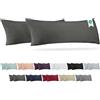 Barbons Federe 40x145 cm antracite set di 2-100% Jersey di Cotone - Copri Cuscino per Letto - Fodera Protezione