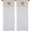HOME ZEN HOUSEHOLD LINEN coppia di tendine a vetro da cucina art nancy shabby tessutto effetto lino seta in poliestere con ricamo farfalla motivo scozzese e balza pizzo macrame mis 60x150cm dis bacio volante grigio
