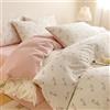 Covebett Set di Biancheria da Letto in Cotone 135x200 Rosa Bianco con Fiori Piccoli, Motivo Floreale, Estetica Botanica, Fiore di Campo, Motivo Floreale, Copripiumino con Cerniera e Federa 80x80cm