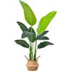 DOKKOME Uccello artificiale del paradiso grande pianta artificiale 120 cm pianta artificiale palma tropicale con 9 foglie, albero di banana in plastica, palma in vaso, decorazione per soggiorno