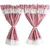 ACMHNC Mantovane per Tende, Tenda Corta a Quadri in Stile Rustico, Decorazione da Finestra, Tenda a Rete per Cucina, Bistrot, Sala da Pranzo, Bar, Set da 2 Pezzi,W x H 115x50cm