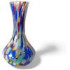 MAZZEGA ART & DESIGN - 1 Vaso in Vetro Arlecchino Soffiato e Lavorato a Mano con Murrine di Murano, linea "I Colori di Murano" Made in Italy h. 19 cm. (VASO G, 1)