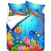 Sticker Superb Copripiumino Oceano Animale Lenzuola Letto Pesce Corallo Stella Marina per Bambini Adulto Set Biancheria Singolo con 1 Copripiumino + 1 Federe, Poliestere Microfibra (Arancia, 135_x_200_cm)