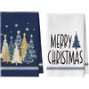 Artoid Mode Asciugamani blu con stelle di pino e fiocchi di neve, 42x65 cm, in microfibra, assorbenti, per la cucina, decorazione natalizia, set da 2, Felice Natale
