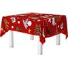 HOME ZEN HOUSEHOLD LINEN tovaglia art. nobile plastica pvc cerata antimacchia no stiro rosso natale copritavolo moderno da sala cucina con disegni fantasia (MIX CHRISTMAS, 140X140 CM)